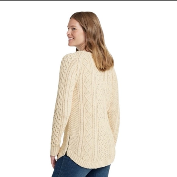 L.L. Bean Signature Cotton Fisherman Sweater. Ivory Cream Size M #1899 - Picture 2 of 9